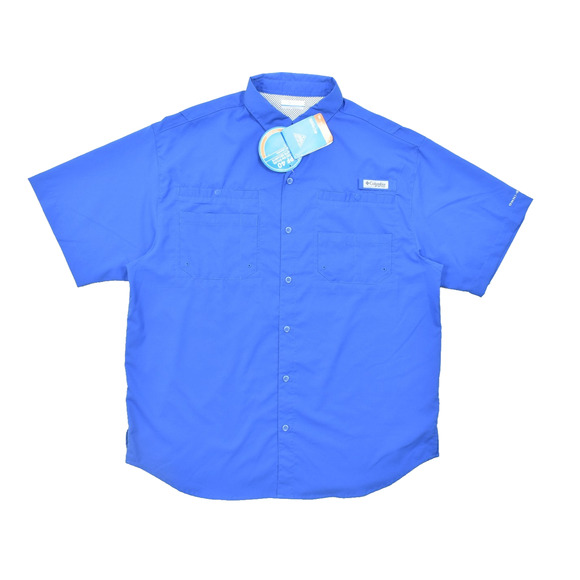 NWT Columbia PFG Tamiami II Men's Fishing Button Down Shirt Size L Blue Polyeste - Picture 1 of 8